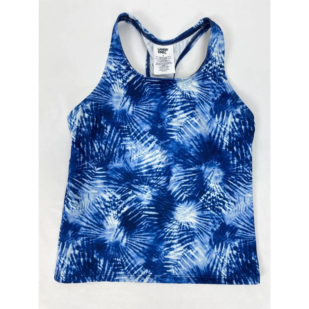 Lands' End Girl Size 8 Blue Swim Top Tankini Racerback